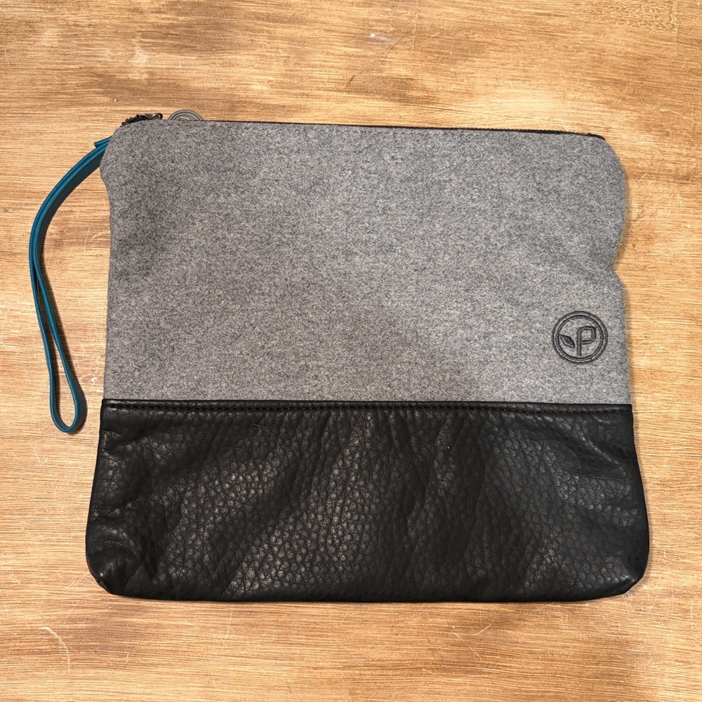 Pistil ‘Have We Met’ zip pouch wristlet clutch wool faux leather black gray
